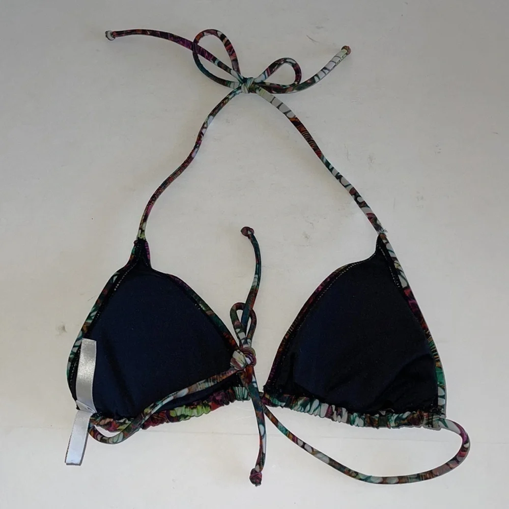 PilyQ Multicolored Triangle Padded String Bikini Top